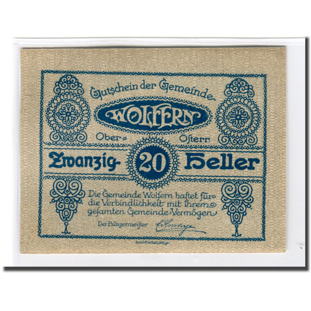 Banknote, Austria, Wolfern, 20 Heller, valeur faciale 1, 1920, UNC(63)