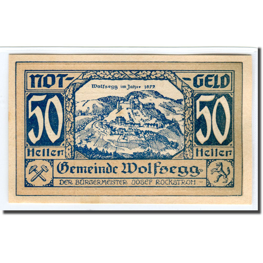 Billete, Austria, Wolfsegg, 50 Heller, Texte 2, 1920, SC, Mehl:1250Ia