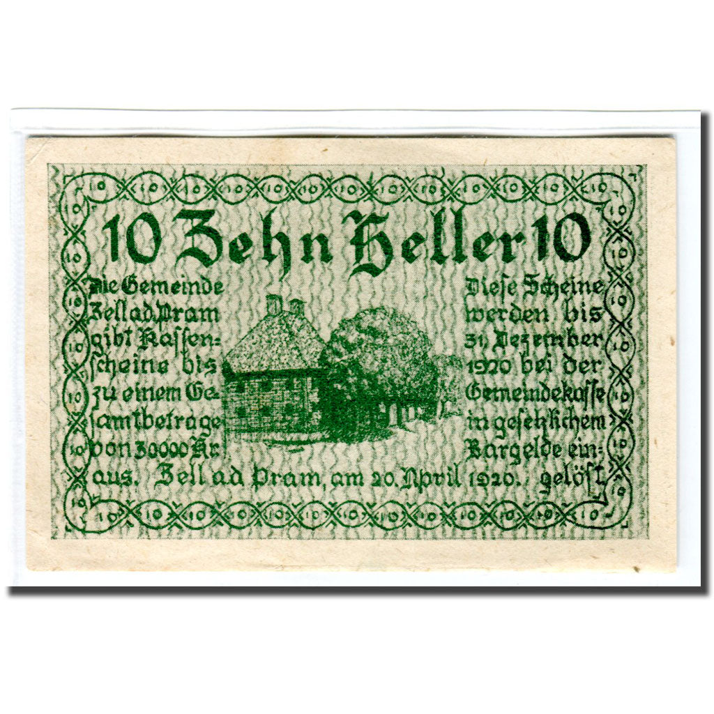 Geldschein, Österreich, Zell an der Pram O.Ö. Gemeinde, 10 Heller, arbre