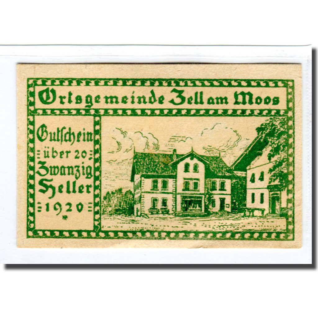 Banknote, Austria, Zell am Moos O.Ö. Ortsgemeinde, 20 Heller, Texte, 1920