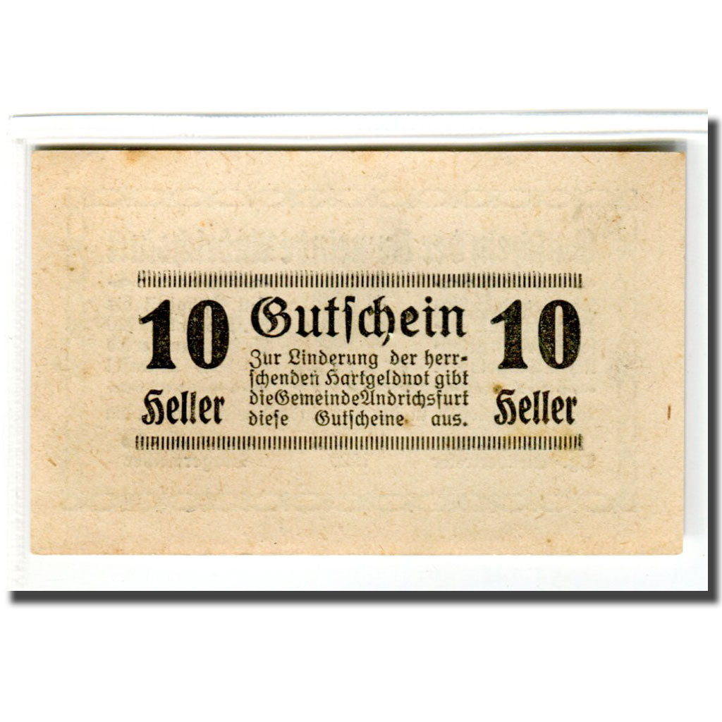 Banknote, Austria, Andrichsfurt, 10 Heller, valeur faciale, 1920, 1920-05-14