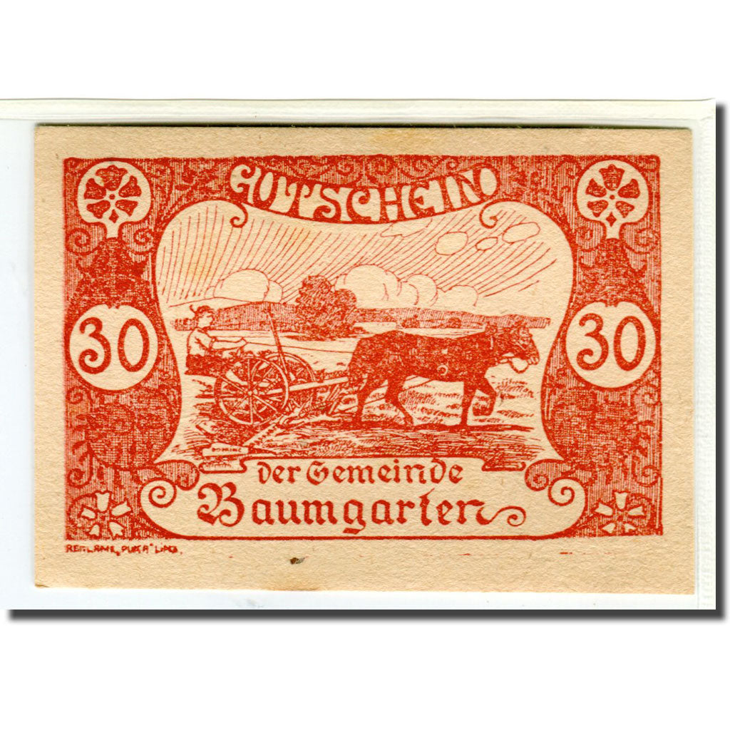 Billete, Austria, Baumgarten, 30 Heller, Texte 2, 1920, 1920-06-13, SC, Mehl:78c