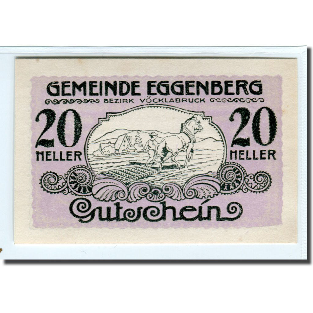 Banconote, Austria, Eggenberg O.Ö. Gemeinde, 20 Heller, Texte, SPL, Mehl:161