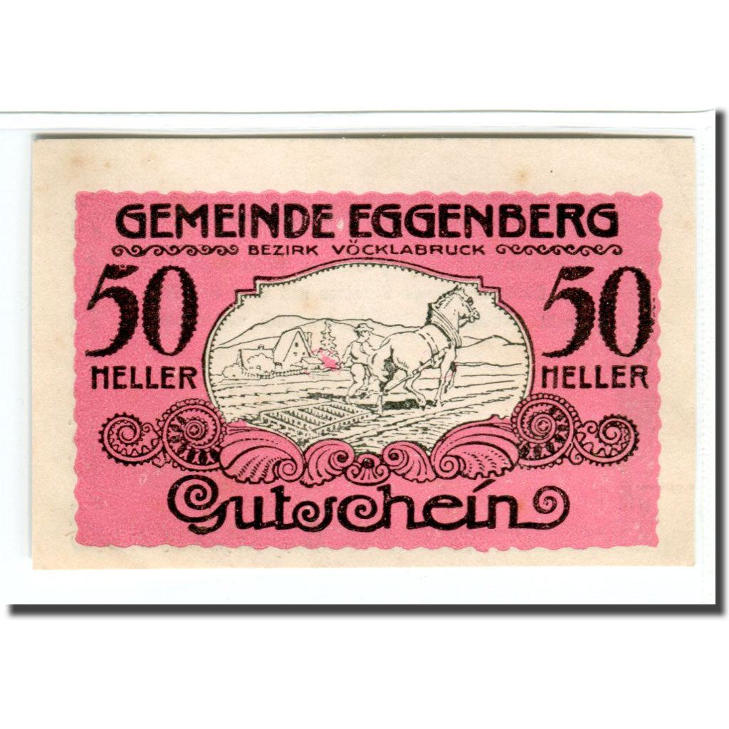 Billete, Austria, Eggenberg O.Ö. Gemeinde, 50 Heller, texte 1, SC, Mehl:161
