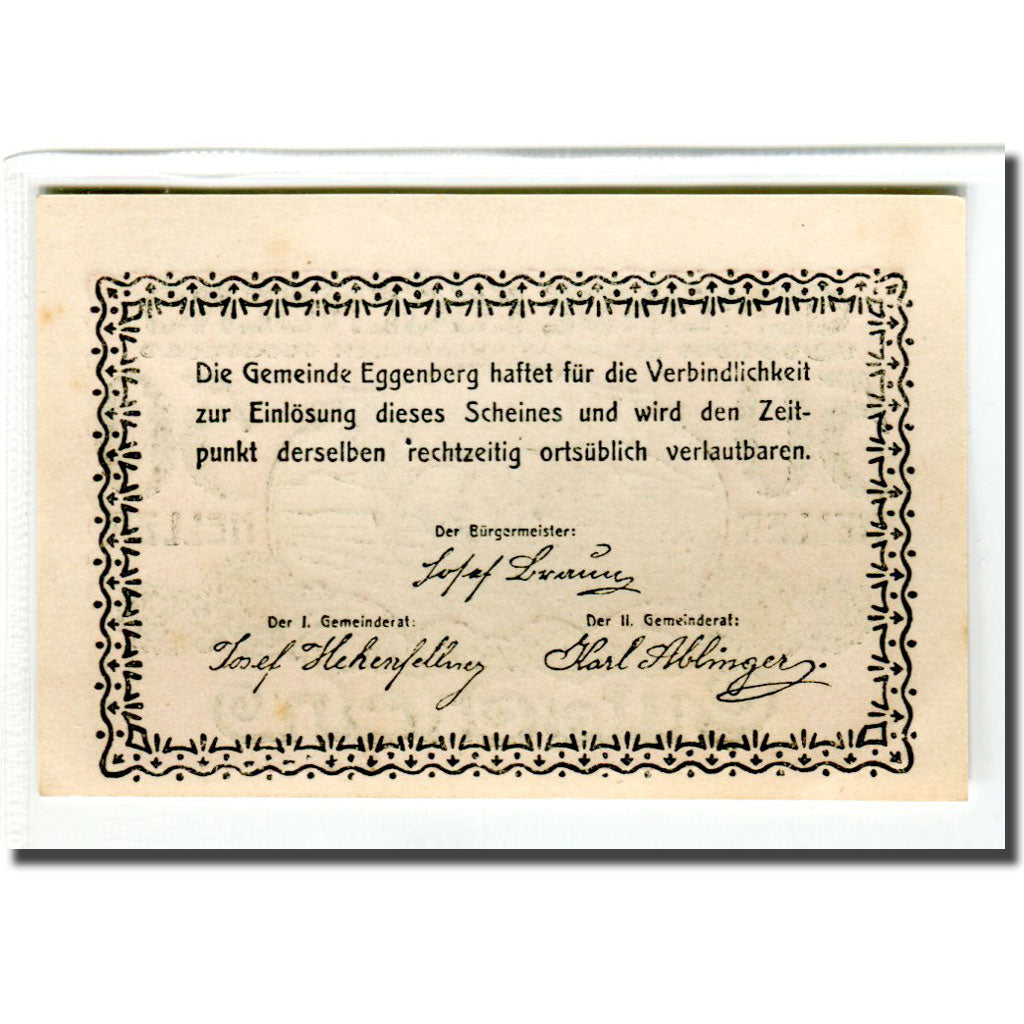 Billete, Austria, Eggenberg O.Ö. Gemeinde, 50 Heller, texte 1, SC, Mehl:161