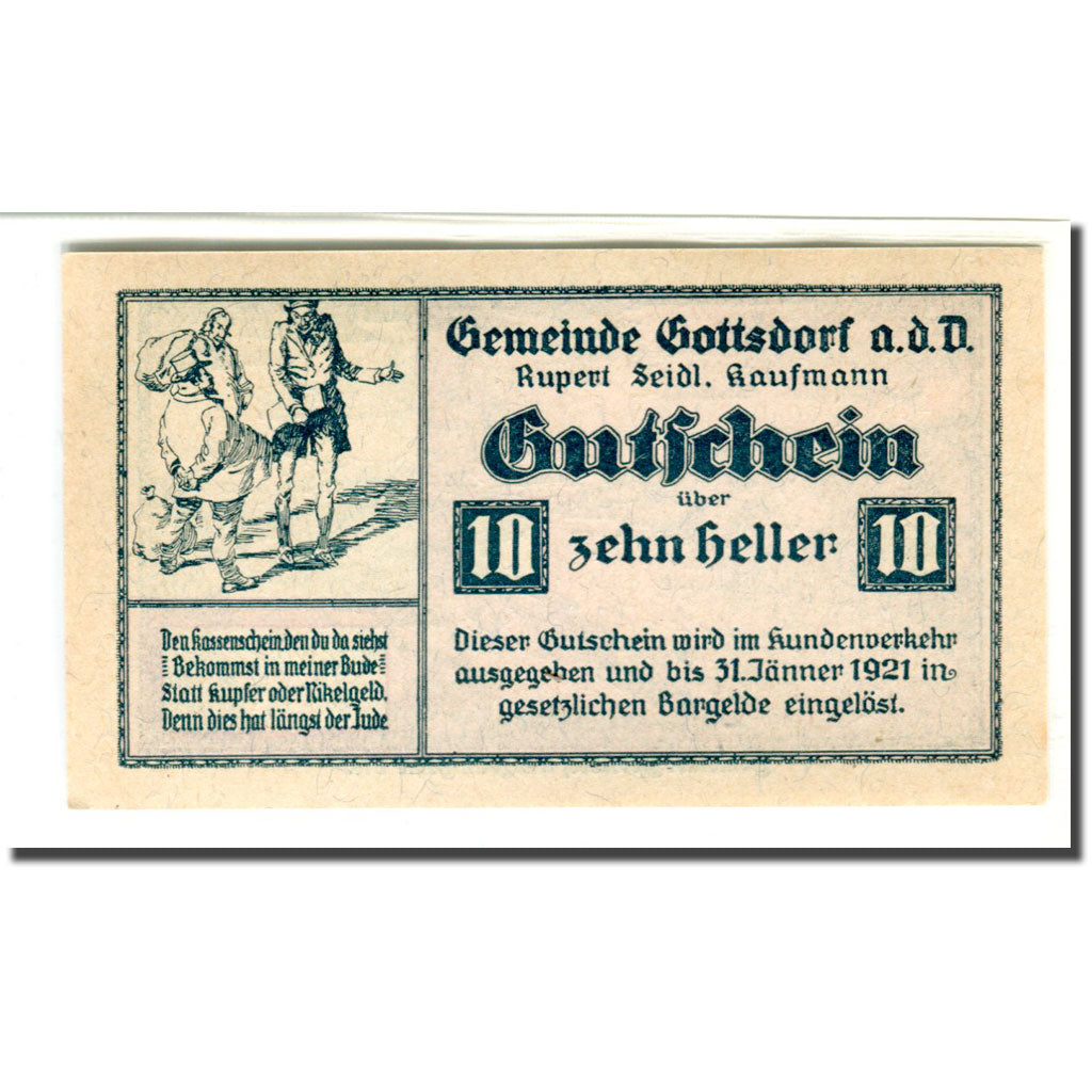 Geldschein, Österreich, Gottsdorf a.d. Donau N.Ö. Prv. Rupert Seidl Kaufmann