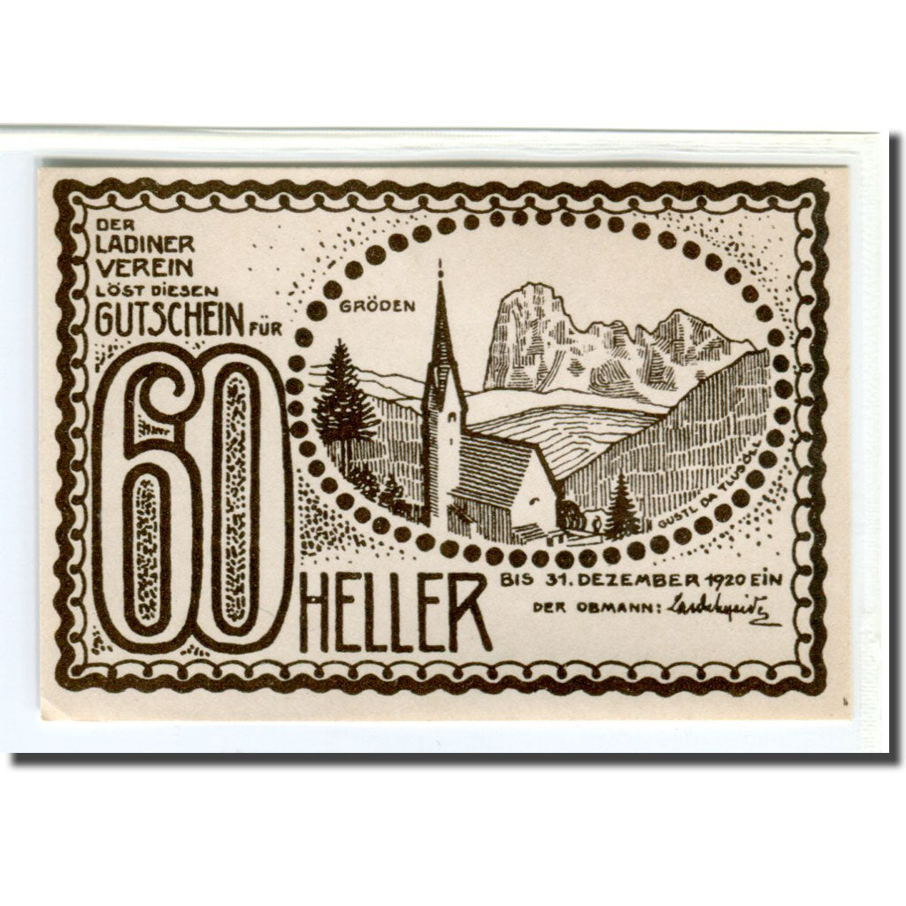 Banconote, Austria, Innsbruck, 60 Heller, N.D, 1920, SPL, Mehl:410A