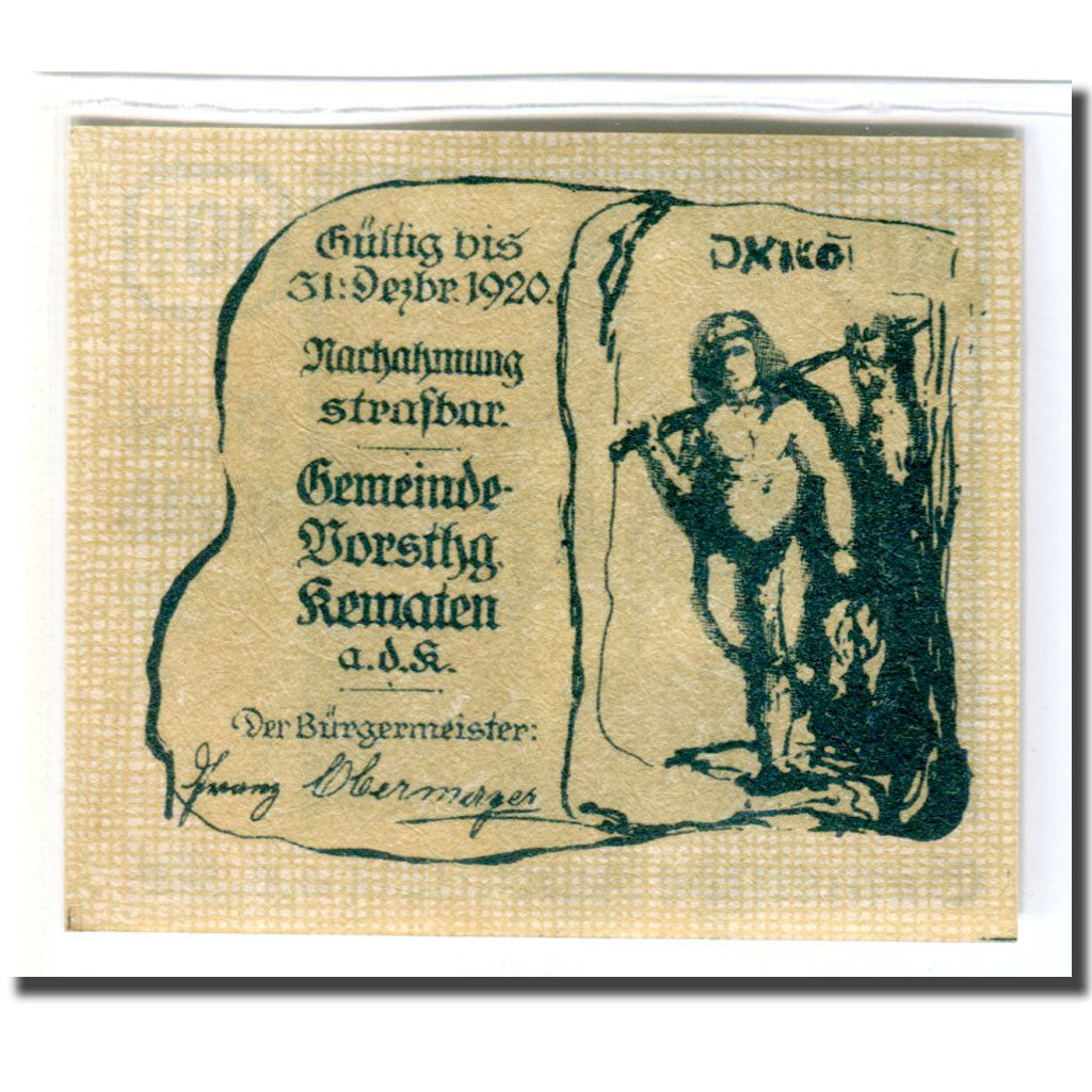 Banknote, Austria, Kematen an der Krems, 10 Heller, personnage, 1920, UNC(63)
