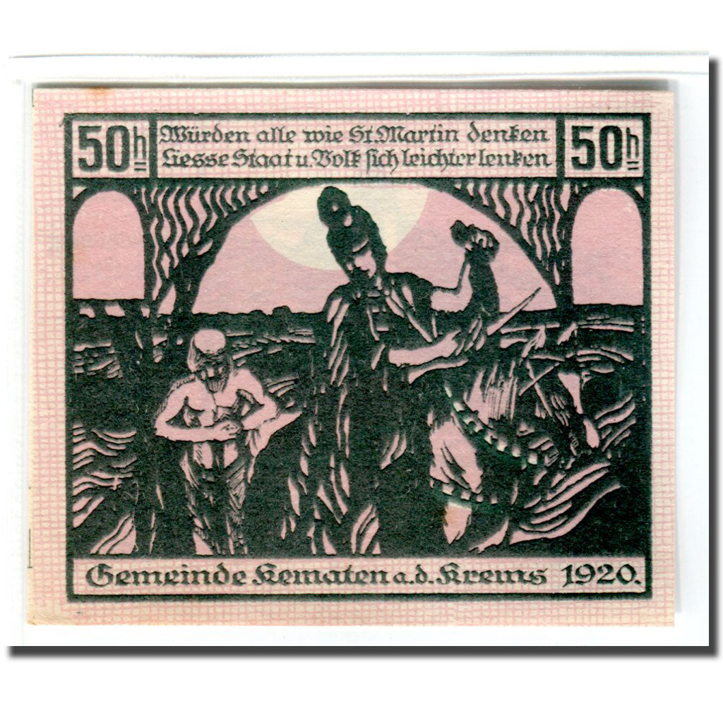 Geldschein, Österreich, Kematen an der Krems, 50 Heller, personnage 2, 1920