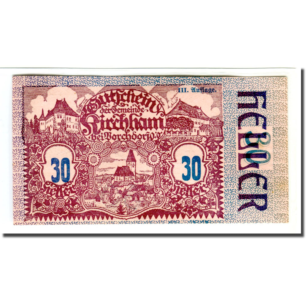 Banknote, Austria, Kirchham, 30 Heller, Texte 3, 1920, 1920-05-09, UNC(63)