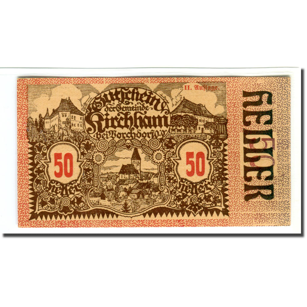 Banknote, Austria, Kirchham, 50 Heller, Texte 8, 1920, 1920-05-09, UNC(63)