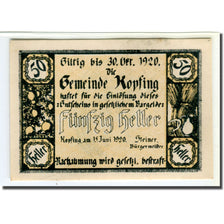 Banknote, Austria, Kopfing, 50 Heller, valeur faciale 1, 1920, 1920-06-15