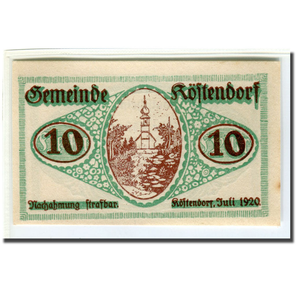 Biljet, Oostenrijk, Köstendorf Sbg. Gemeinde, 10 Heller, paysage, 1920