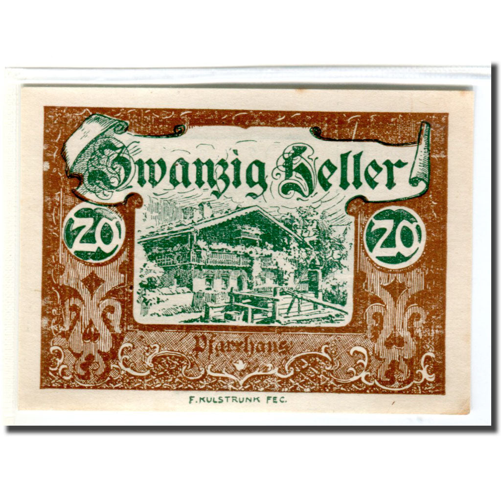 Banknote, Austria, Wald im Pinzgau Sbg. Gemeinde, 20 Heller, Batiment, 1920