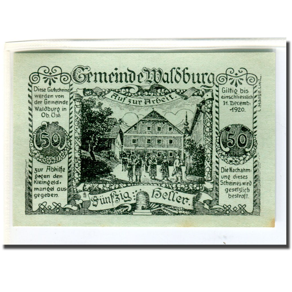 Banknote, Austria, Waldburg O.Ö. Gemeinde, 50 Heller, paysage 2, 1920