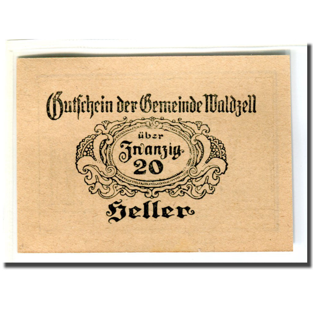 Banknote, Austria, Waldzell O.Ö. Gemeinde, 20 Heller, valeur faciale 1, 1920