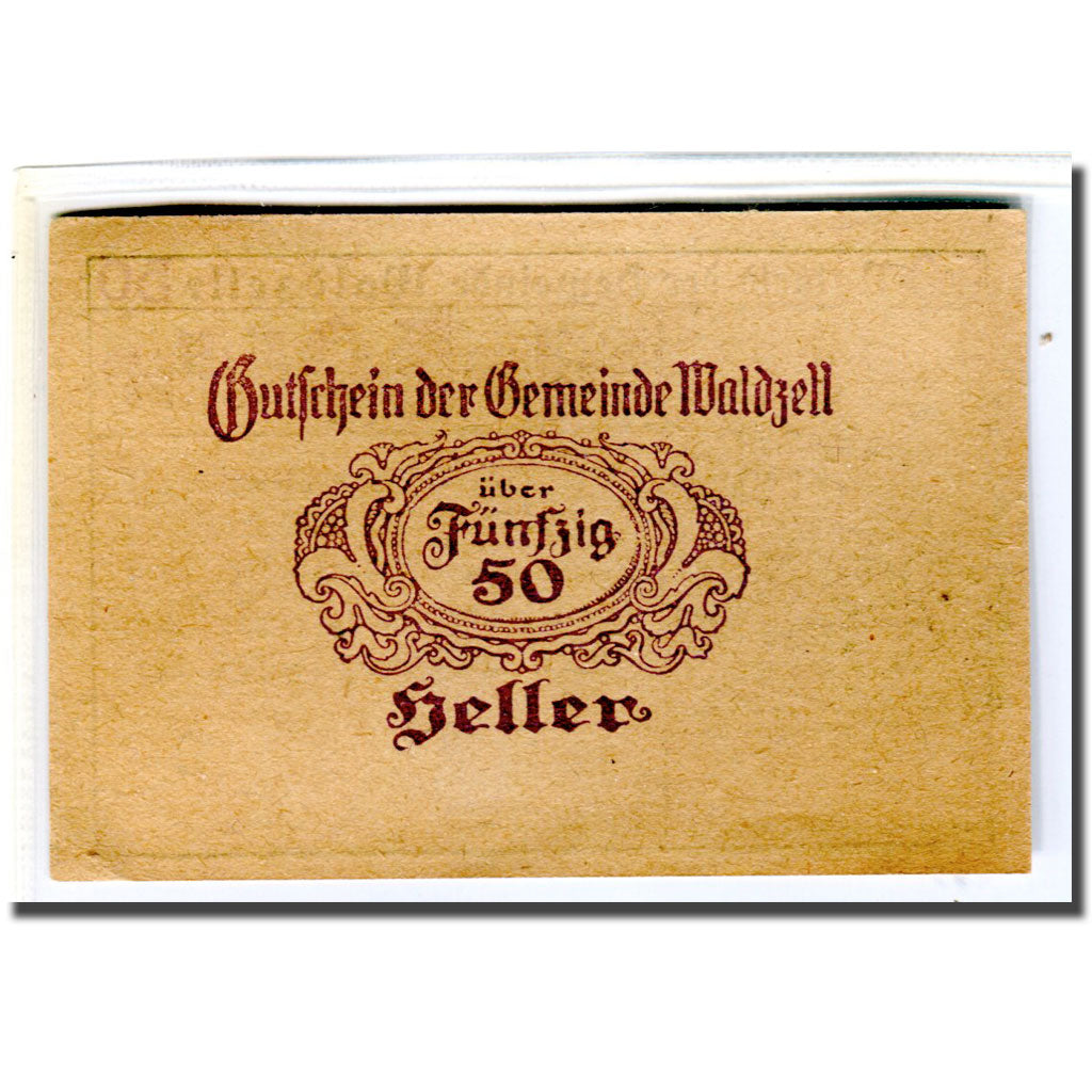 Banknote, Austria, Waldzell O.Ö. Gemeinde, 50 Heller, valeur faciale 2, 1920