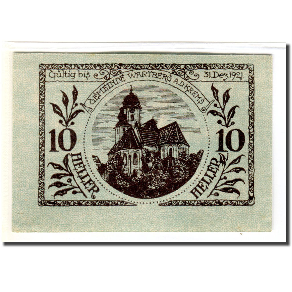 Banknote, Austria, Wartberg, 10 Heller, batiment 1, 1921, UNC(63), Mehl:1141a