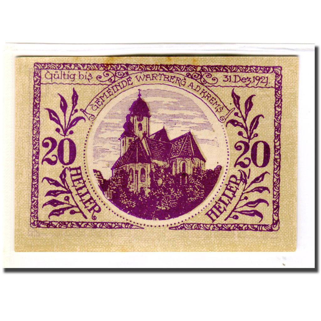 Banknote, Austria, Wartberg, 20 Heller, batiment 2, 1921, UNC(63), Mehl:1141a