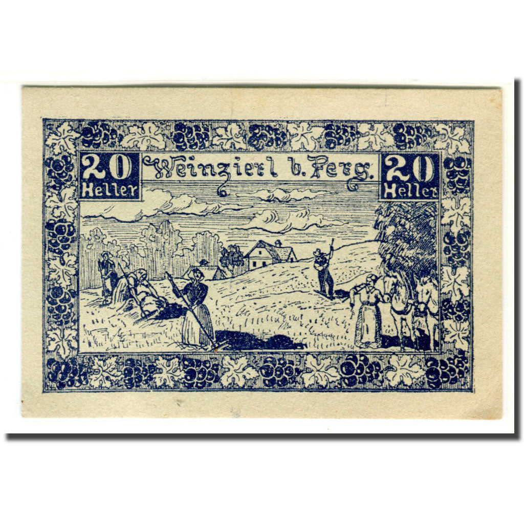 Banconote, Austria, Weinzierl bei Perg O.Ö. Gemeinde, 20 Heller, Texte, 1920