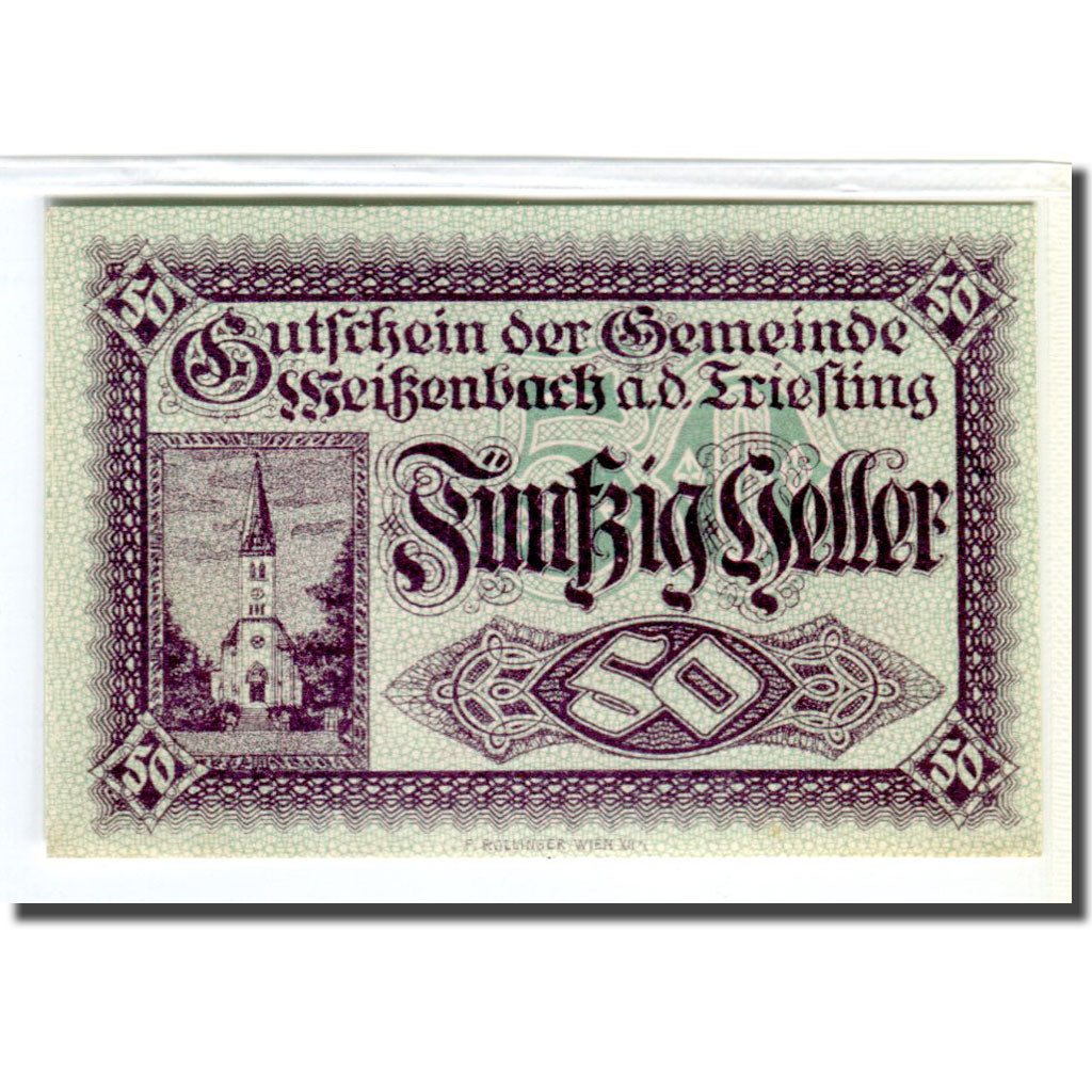 Banknote, Austria, Weissenbach, 50 Heller, texte 1, 1920, 1920-07-01, UNC(63)