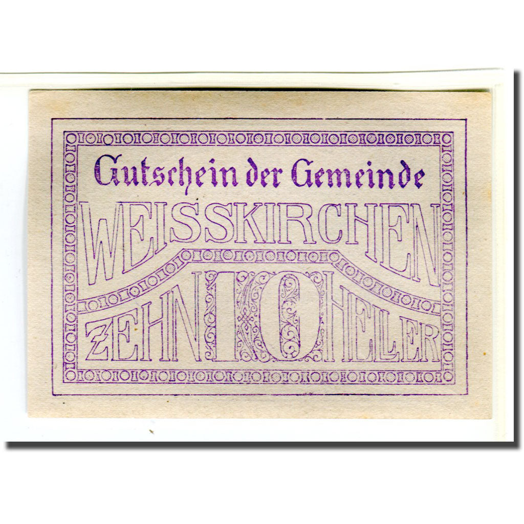 Banknote, Austria, Weisskirchen O.Ö. Gemeinde, 10 Heller, Texte, 1920, UNC(63)