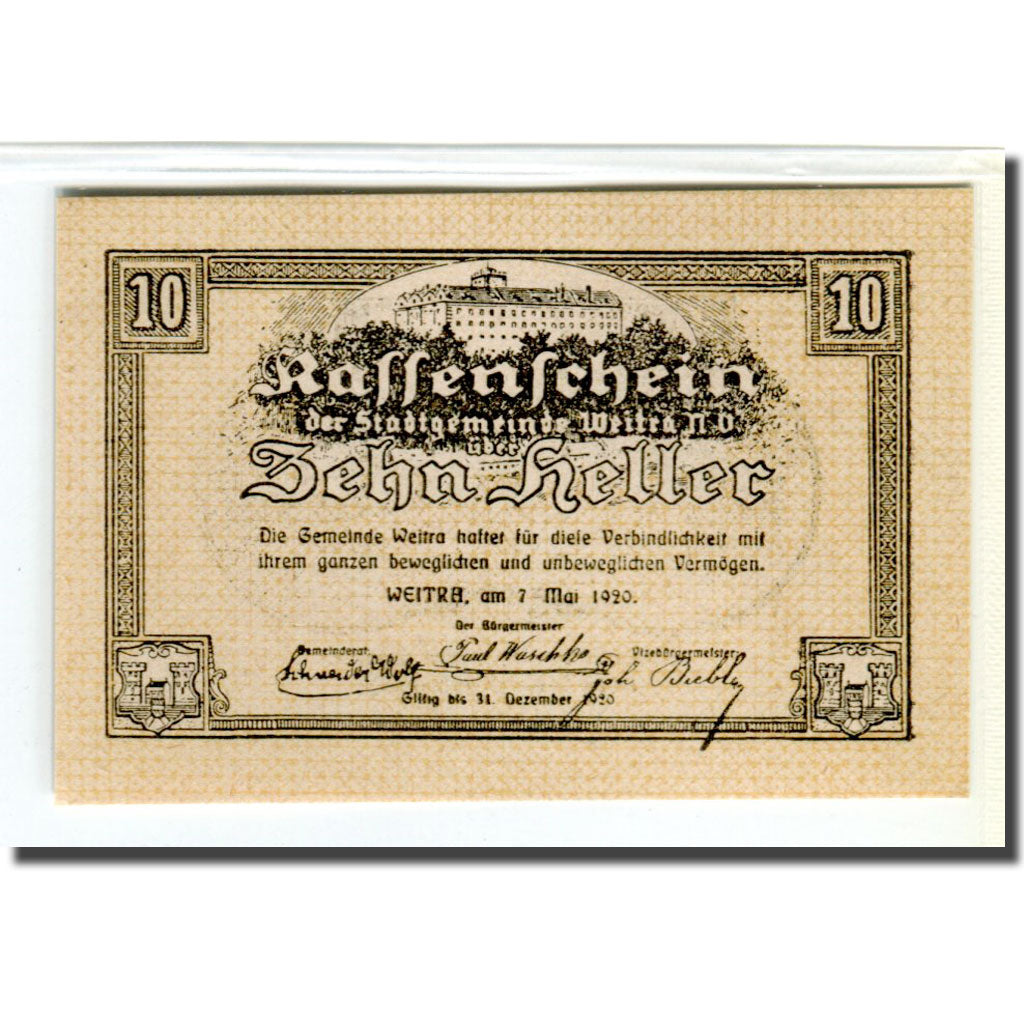 Banknote, Austria, Weitra, 10 Heller, paysage 2, 1920, 1920-05-07, UNC(63)