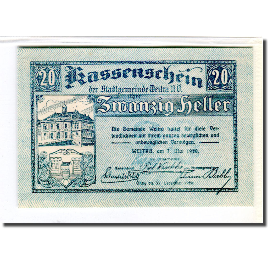Banknote, Austria, Weitra, 20 Heller, paysage 3, 1920, 1920-05-07, UNC(63)