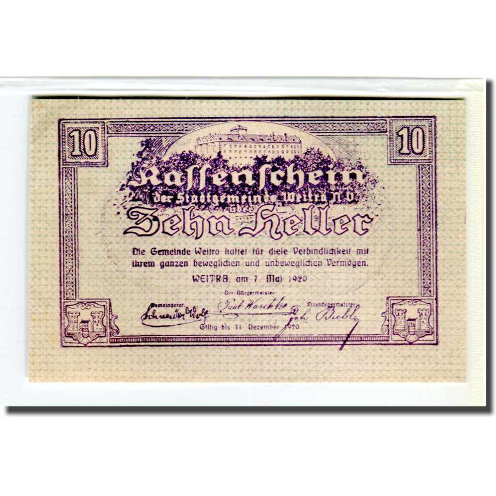 Banknote, Austria, Weitra, 10 Heller, paysage 4, 1920, 1920-05-07, UNC(63)