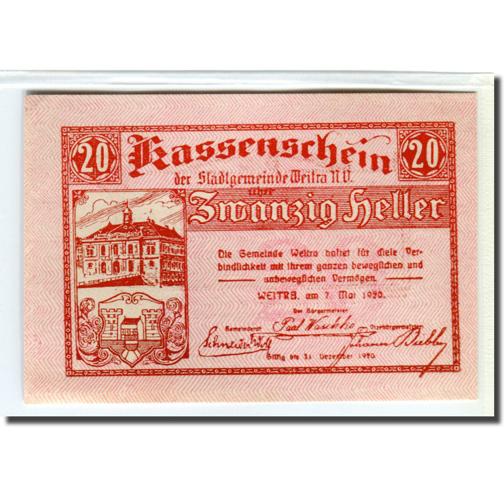 Banknote, Austria, Weitra, 20 Heller, paysage 5, 1920, 1920-05-07, UNC(63)