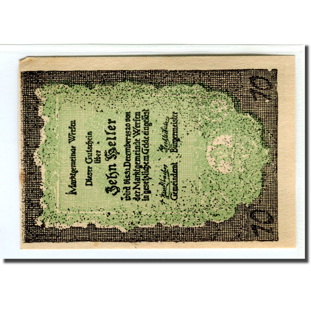 Banknote, Austria, Werfen, 10 Heller, Batiment, 1920, UNC(63), Mehl:1173b