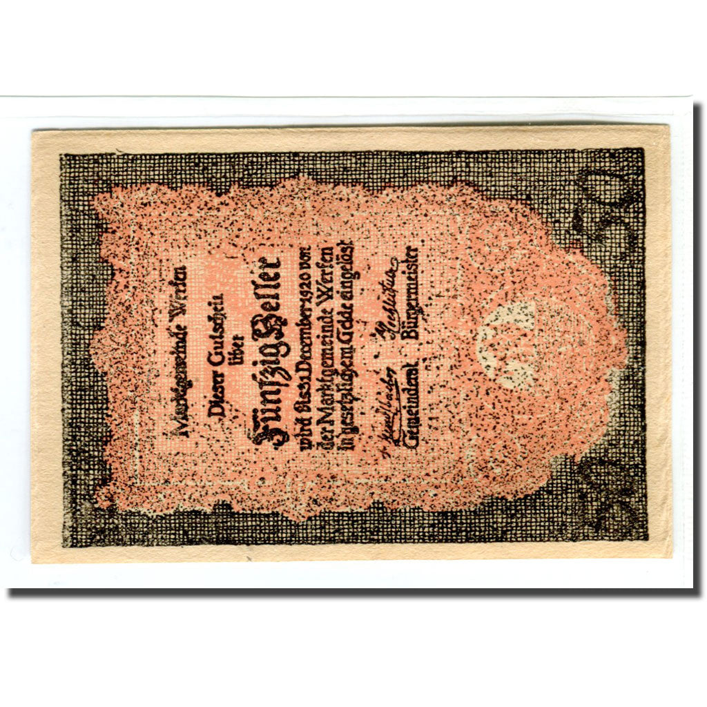 Banknote, Austria, Werfen, 50 Heller, batiment 2, 1920, UNC(63), Mehl:1173b