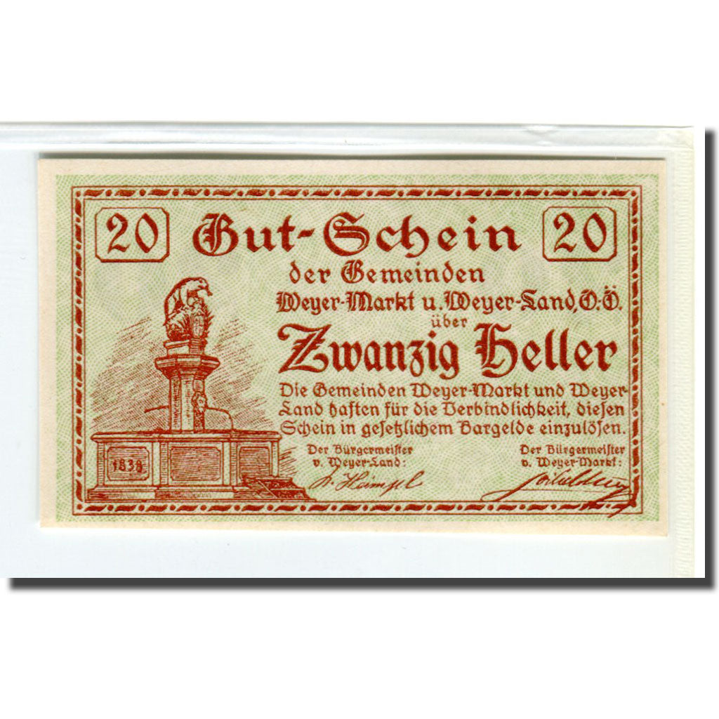 Banknote, Austria, Weyer, 20 Heller, texte 1, 1920, 1920-03-14, UNC(63)