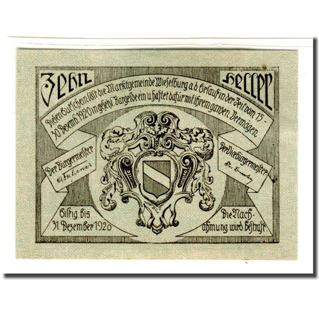 Banconote, Austria, Wieselburg an der Erlauf N.Ö. Marktgemeinde, 10 Heller