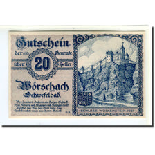 Biljet, Oostenrijk, Wörschach Stmk. Gemeinde, 20 Heller, Texte, 1920