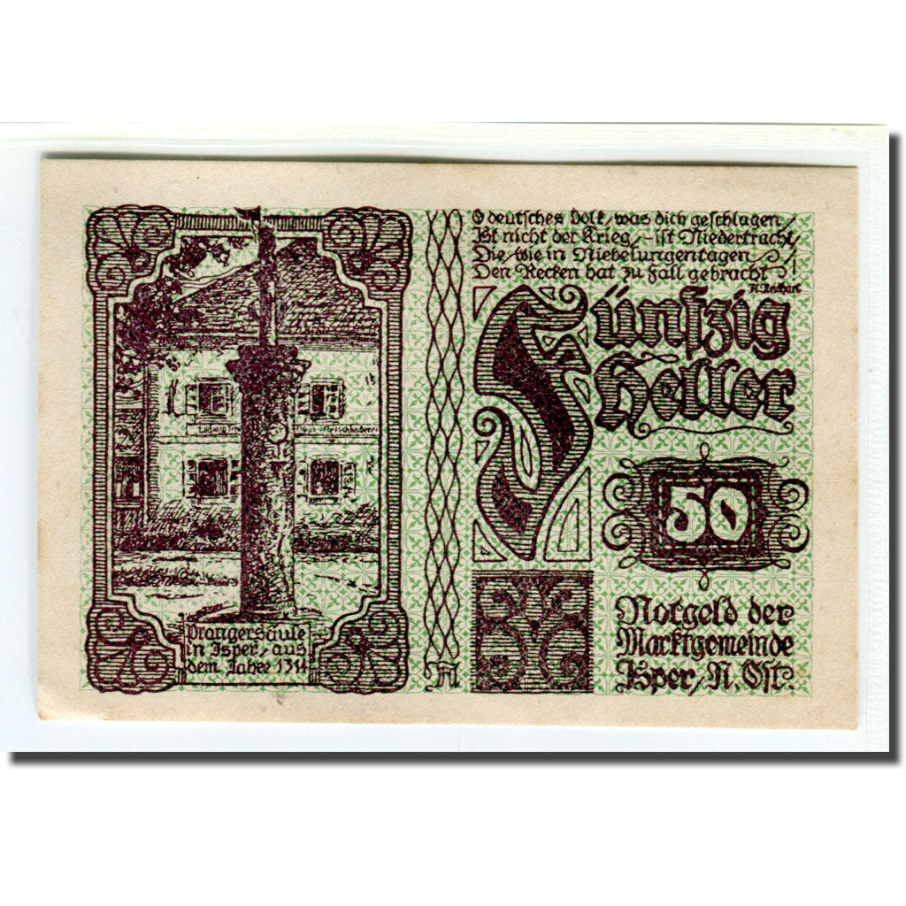 Banknote, Austria, Ysper, 50 Heller, Texte 2, 1920, 1920-04-11, UNC(63)