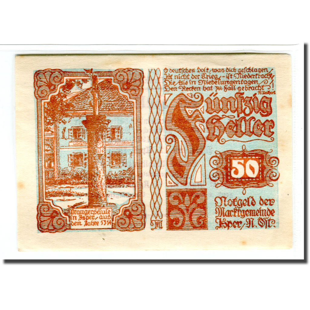 Banknote, Austria, Ysper, 50 Heller, Texte  5, 1920, 1920-04-11, UNC(63)