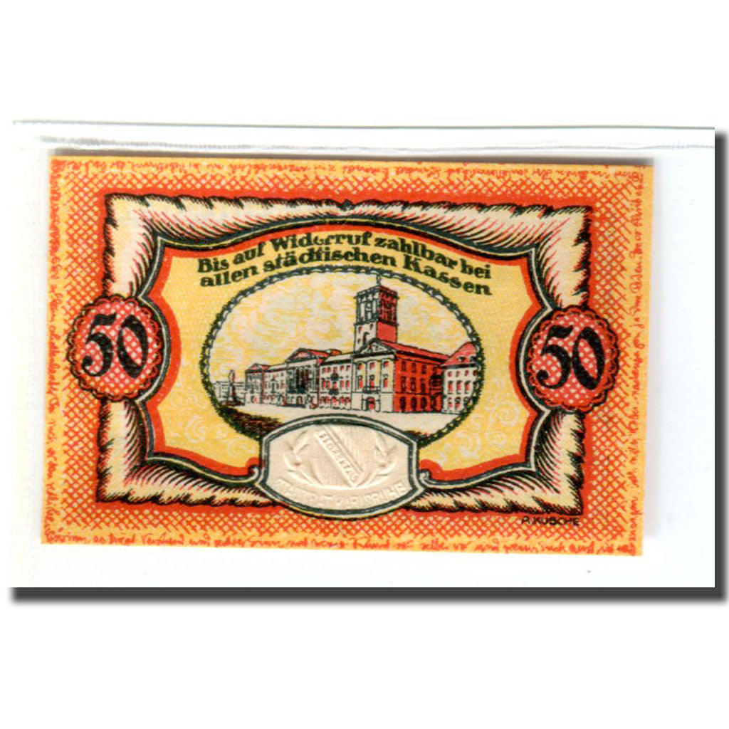 Banknote, Germany, Karlsruhe, 50 Pfennig, Batiment, 1920, 1920-04-22, UNC(63)