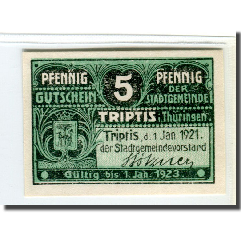 Billet, Allemagne, Triptis, 5 Pfennig, personnage, 1920, 1920-01-01, SPL, Mehl:T