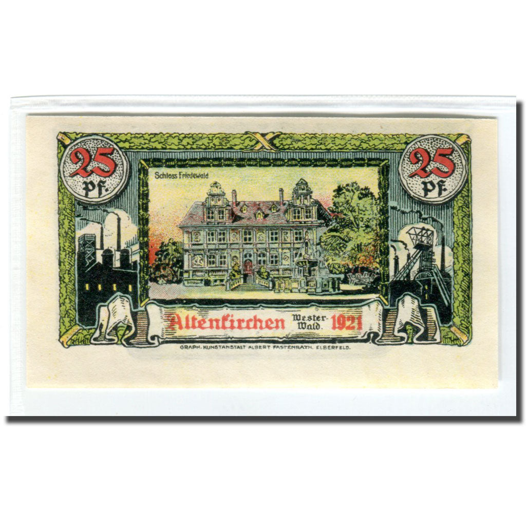 Banconote, Germania, Altenkirchen, 25 Pfennig, Batiment, 1921, SPL, Mehl:24.1a