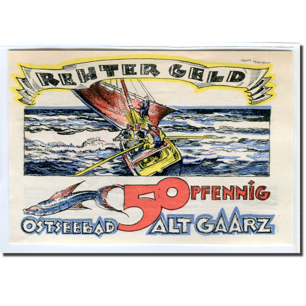 Banknote, Germany, Alt-Gaarz Badeverwaltung, 50 Pfennig, personnage, 1922