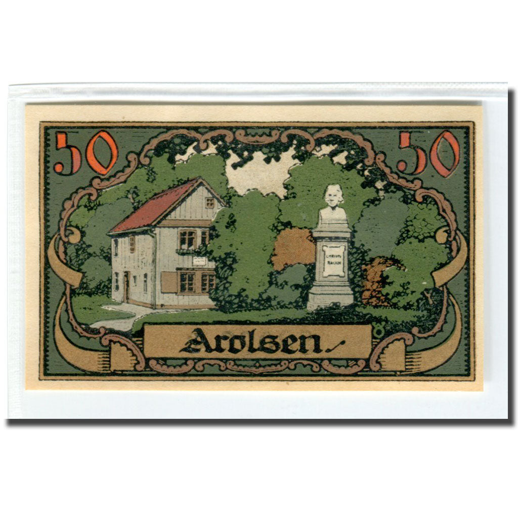 Banknot, Niemcy, Arolsen, 50 Pfennig, Monument, 1921, Undated, UNC(63)