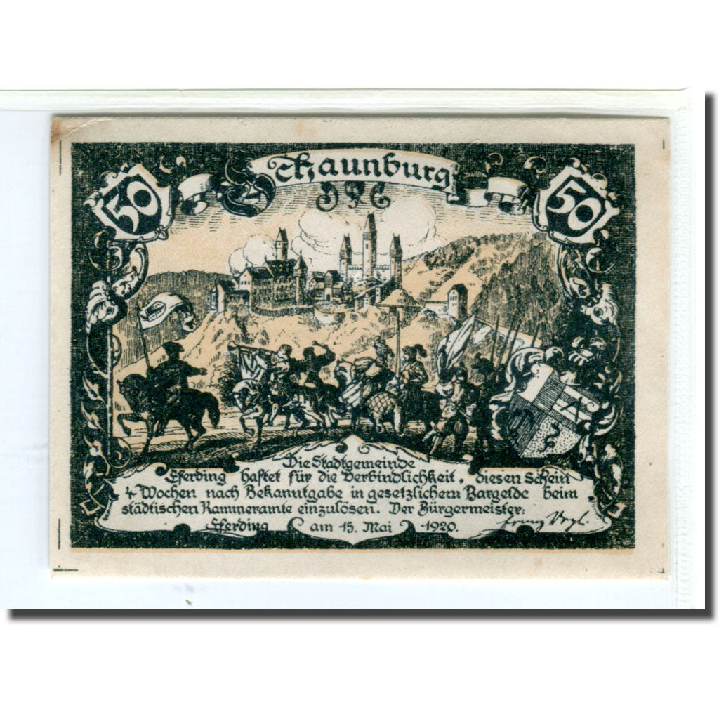 Banknote, Austria, Eferding, 50 Heller, paysage, 1920, 1920-05-15, UNC(63)