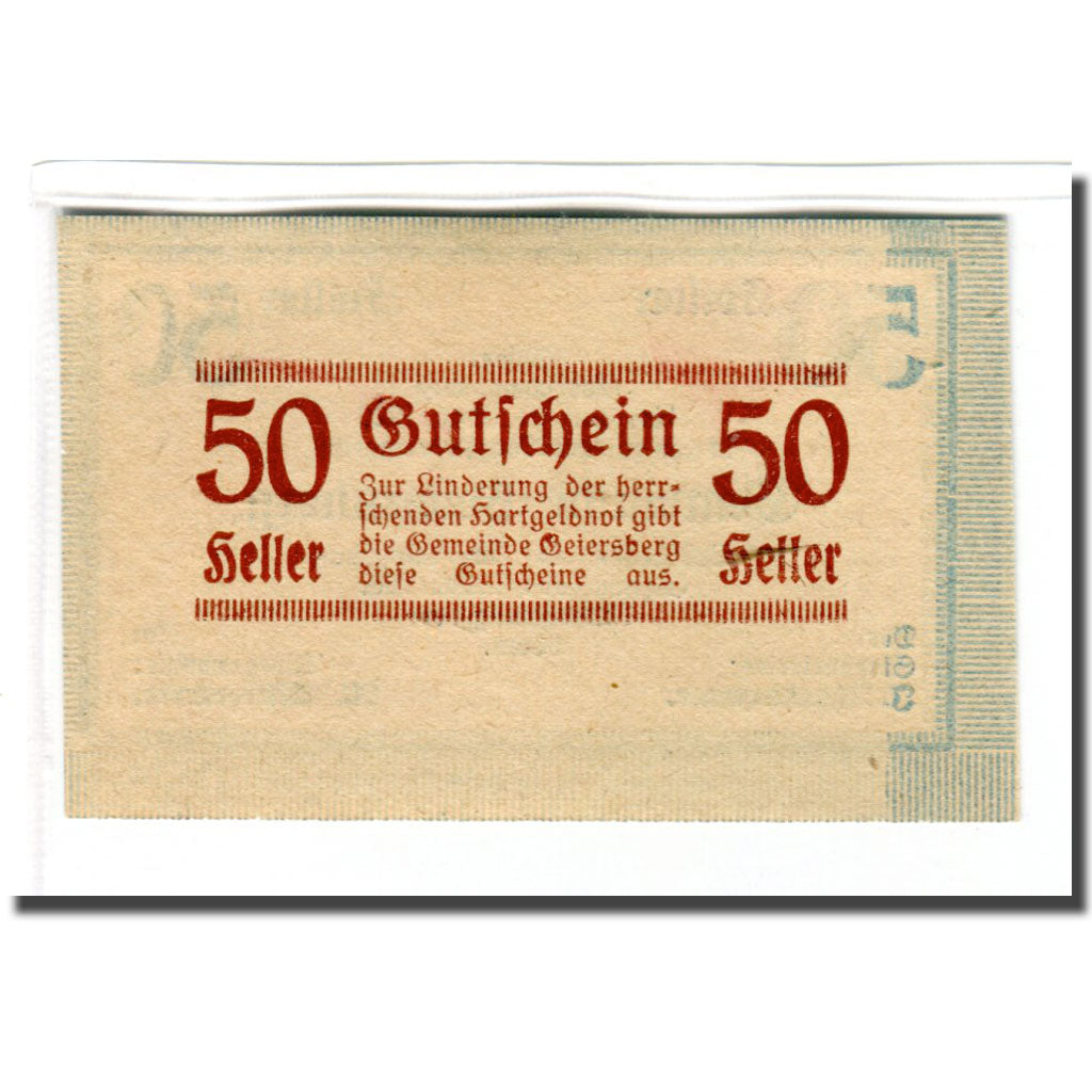 Billete, Austria, Geiersberg, 50 Heller, valeur faciale, 1920, 1920-05-16, SC