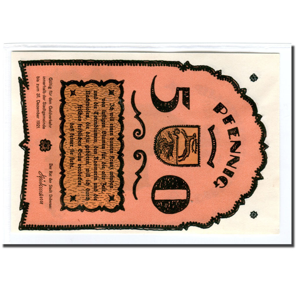 Banconote, Germania, Doberan, Bad Stadt, 50 Pfennig, Blason, 1922, SPL