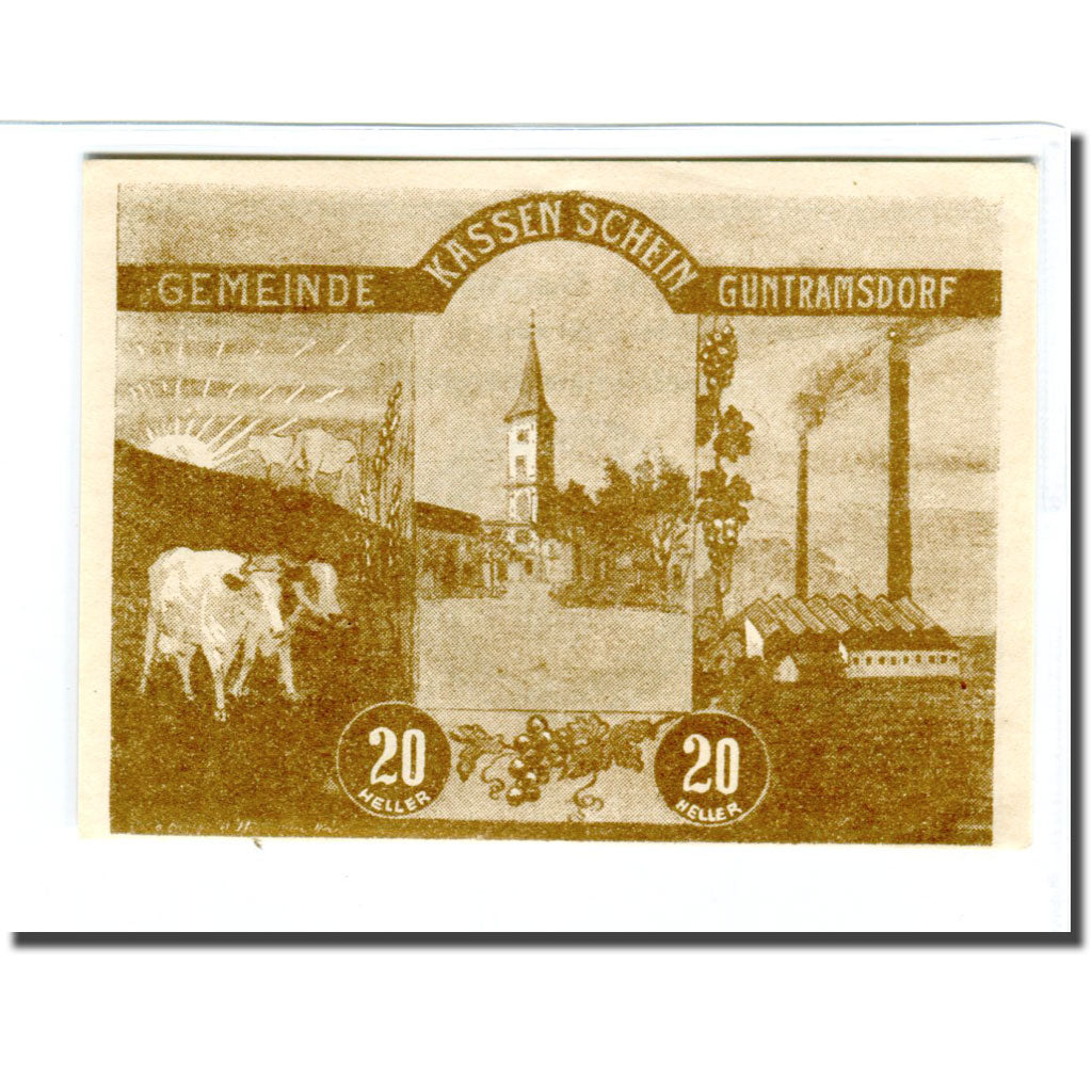 Banknote, Austria, Guntramsdorf N.Ö. Marktgemeinde, 20 Heller, Blason 2, 1920