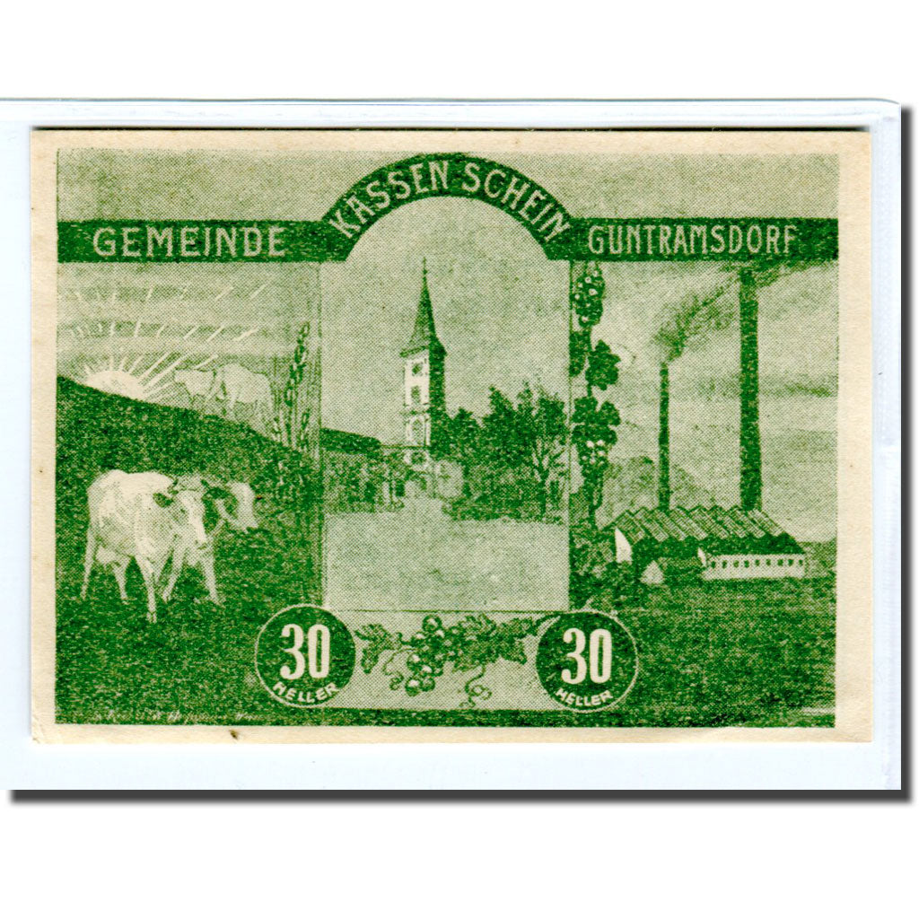 Banknote, Austria, Guntramsdorf N.Ö. Marktgemeinde, 30 Heller, Blason 5, 1920