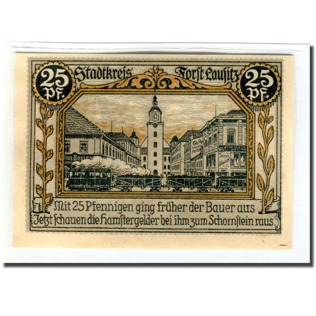 Banknote, Germany, Forst i.L. Stadt, 25 Pfennig, train, 1921, 1921-07-01