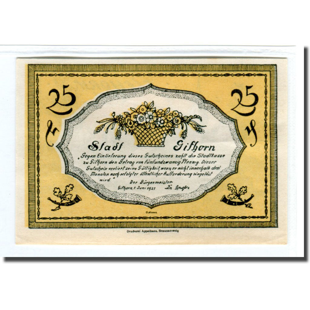 Banknote, Germany, Gifhorn Stadt, 25 Pfennig, paysage, 1921, 1921-06-01