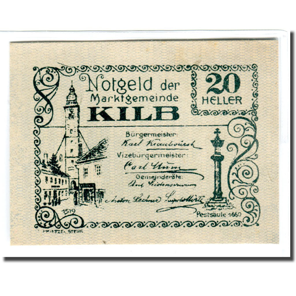 Billete, Austria, Kilb, 20 Heller, texte 1, 1920, SC, Mehl:436Ia